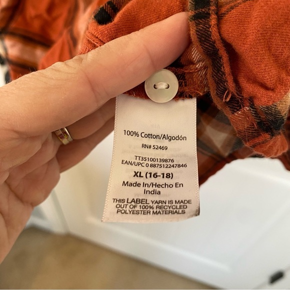 Time and Tru Women's Plaid Cap Sleeve Button-Up Dress Size XL 16-18 - Picture 5 of 6